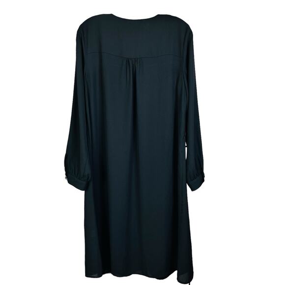 Vince Camuto Lace Up Button Sleeve Drawstring A-Line Black Dress - Picture 2 of 8